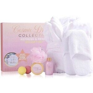 Spa 7 pc Gift Set Women Luxetique Bathrobe,Slippers,Body Wash,Bombs & Lotion NEW